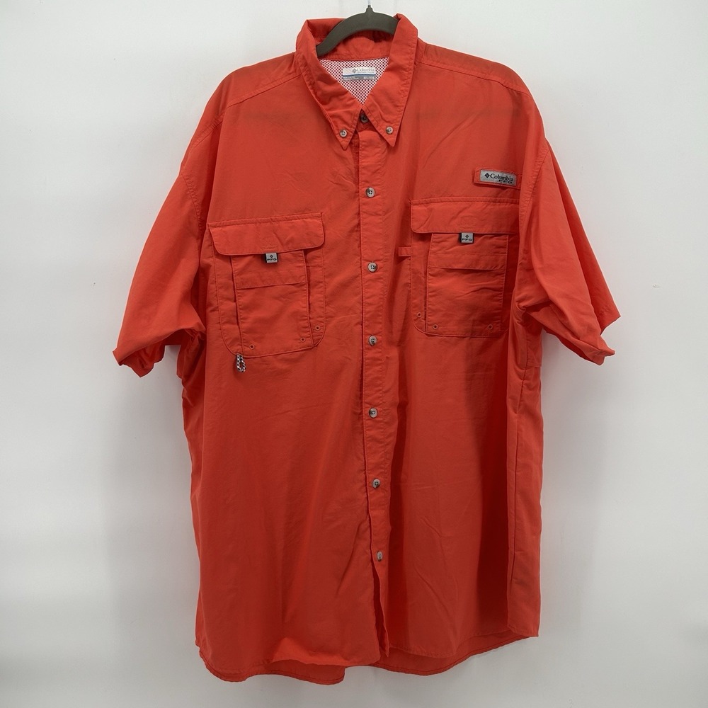 Columbia PFG Bahama II Shirt Mens XXL Orange Omni-Shade Vented Fishing Camp